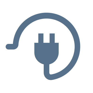 Піктограма електричного штепселя синього кольору